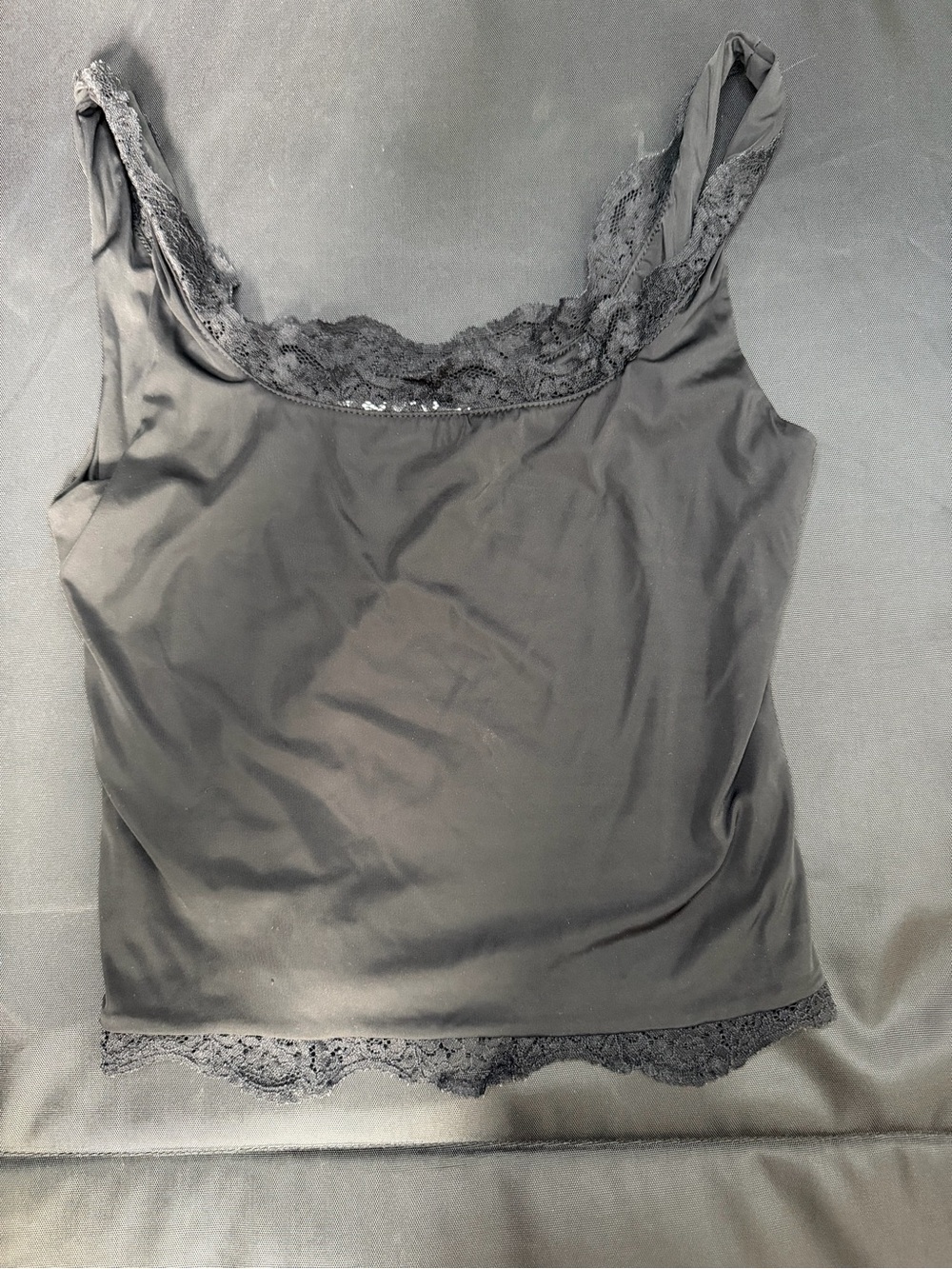 Lace Trim Black Crop Tank Top - Women's